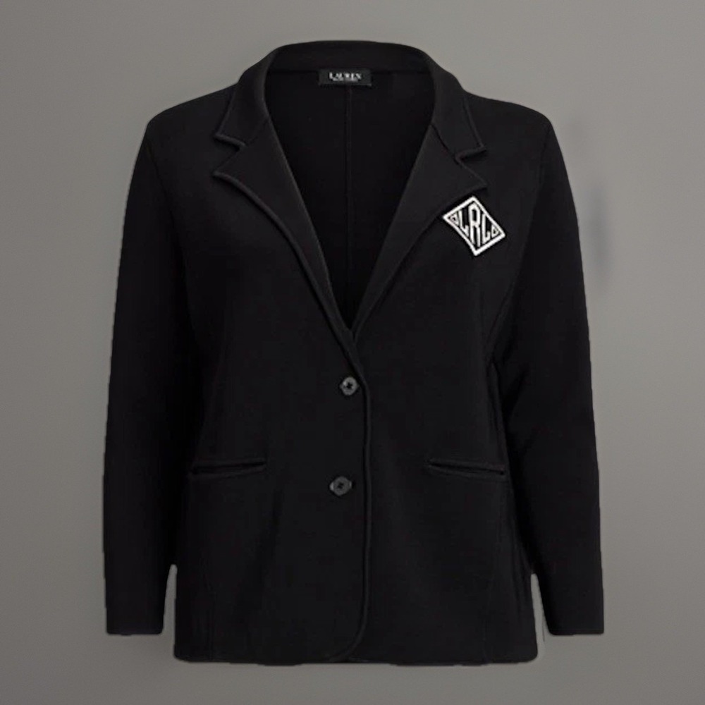 NWT Lauren Ralph Lauren Bullion Sweater Holiday 24 Black‎ Blazer Womens 1X